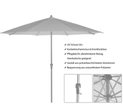 Siena Garden Sonnenschirm Avio, rund, ca. Ø350 cm Dunkelgrau Discount