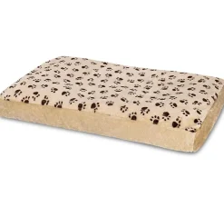 SILVIO design Hundekissen - Hundebett Silvio mit Pfotenmuster, rechteckig Beige