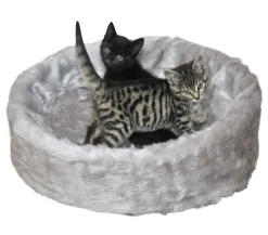SILVIO design Katzenbetten & Katzenkissen - Ruhe- und Schlafinsel, Katzenbett, rund Grau