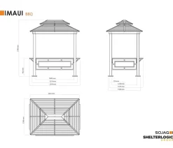SOJAG Pavillons - Pavillon BBQ Maui, ca. B243/H278/T178 cm