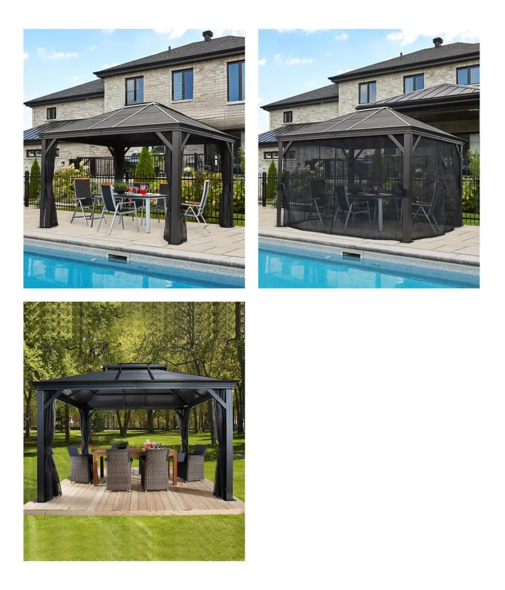 SOJAG Pavillons - Pavillon Mykonos 10x12, inkl. Moskitonetz, ca. B353/H291/T298 cm Anthrazit