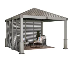 SOJAG Pavillon Nanda 12x12, inkl. Seitenwand, ca. B363/H313,2/T363 cm Taupe Hot