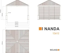 SOJAG Pavillon Nanda 12x12, inkl. Seitenwand, ca. B363/H313,2/T363 cm Taupe Hot