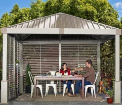 SOJAG Pavillon Nanda 12x12, inkl. Seitenwand, ca. B363/H313,2/T363 cm Taupe Hot