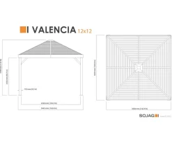 SOJAG Pavillons - Pavillon Valencia 12x12, inkl. Moskitonetz, ca. B363/H310/T363 cm