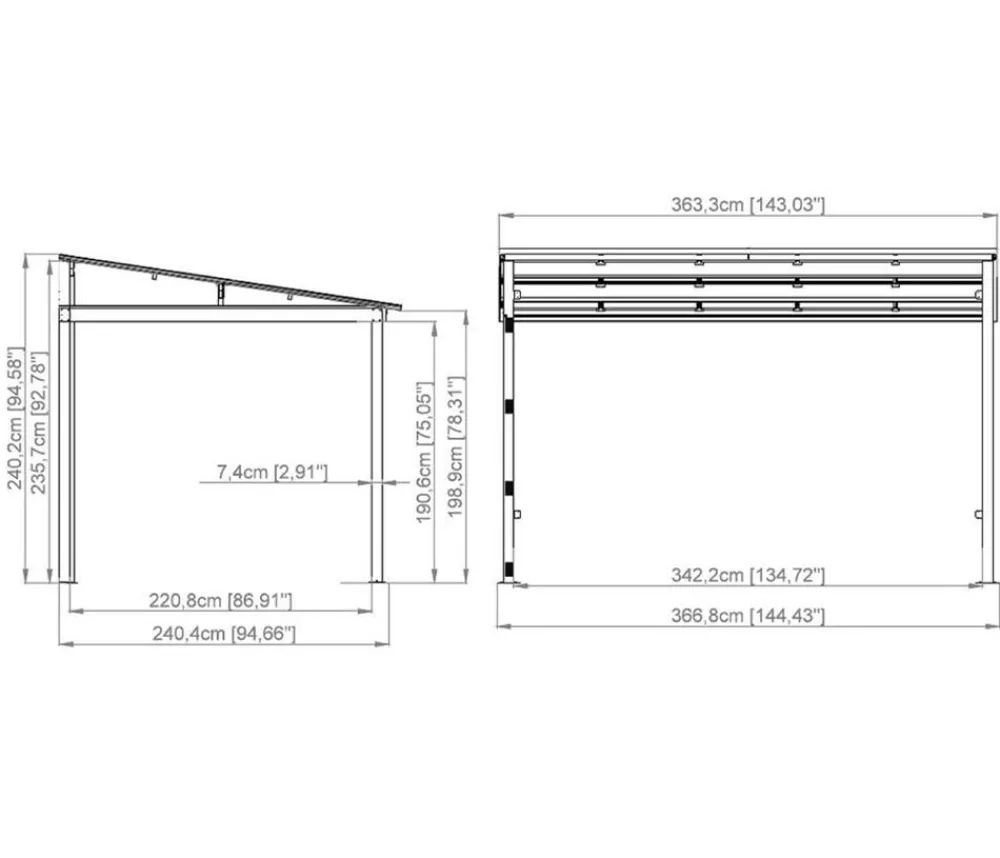 SOJAG Pavillons > Terrassenüberdachung St. Barth, ca. B364,3/H240,2/T240,4 cm
