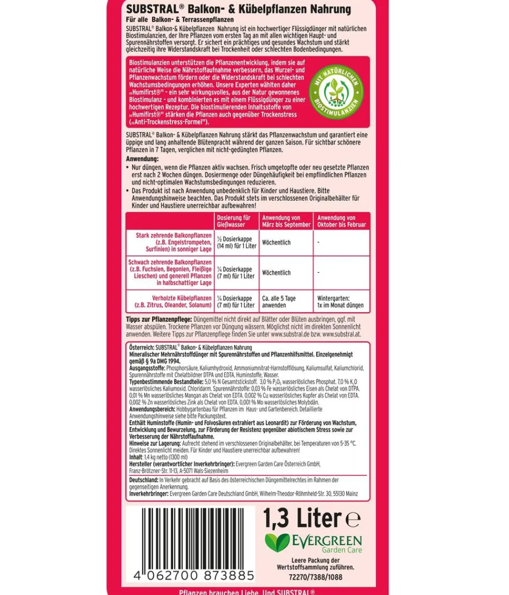 Substral® Blumendünger > Balkon- und Kübelpflanzen-Nahrung, flüssig, 1,3 l