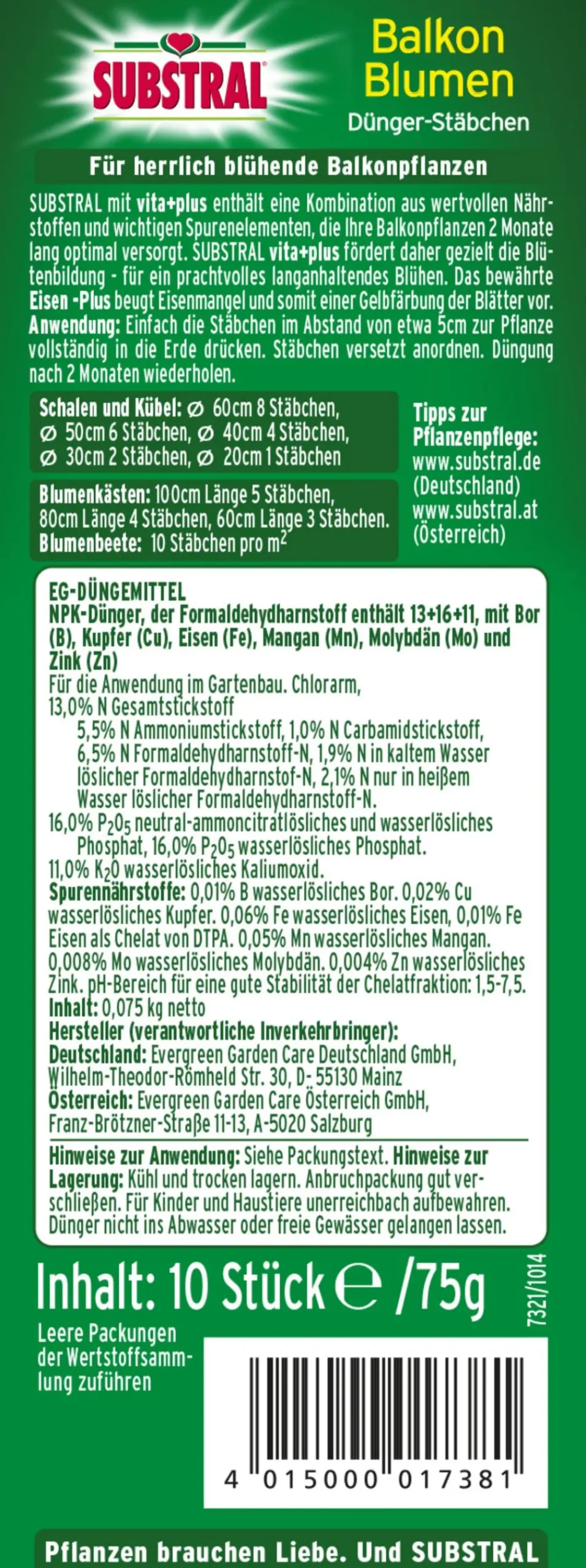 Substral® Dünger-Stäbchen für Balkonblumen, 10 Stk. Outlet