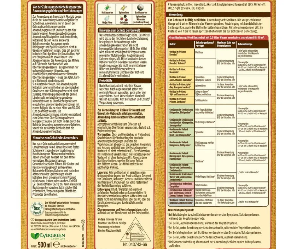 Naturen® Schädlingsbekämpfungsmittel - Substral® Bio Schädlingsfrei Obst & Gemüse Konzentrat, flüssig, 500 ml
