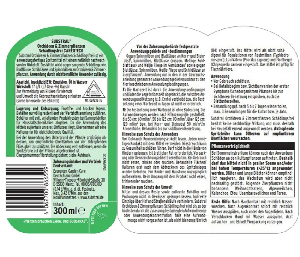 Substral® Schädlingsbekämpfungsmittel > Orchideen & Zimmerpflanzen Schädlingsfrei CAREO® ECO, flüssig, 300 ml