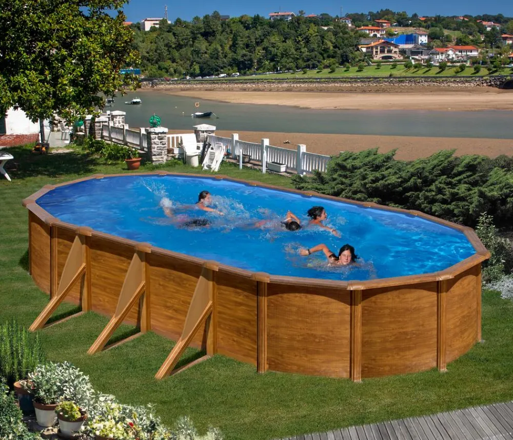 Summer Fun Pools & Whirlpools > Stahlwandpool-Set Ravenna, oval, Holz-Dekor, ca. B610/H132/T375 cm