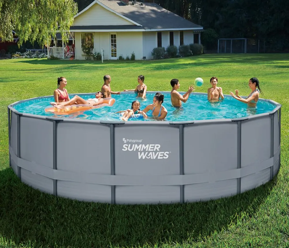 Summer Waves Pools & Whirlpools > Frame Pool, anthrazit, rund