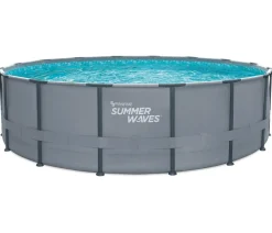 Summer Waves Frame Pool, anthrazit, rund Grau Hot