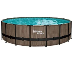 Summer Waves Frame Pool Elite, teak, rund Braun Best