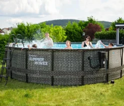 Summer Waves Frame Pool Rattan, Grau Discount