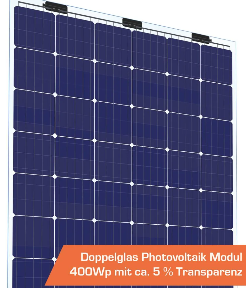 SunElements Gewächshaus Zubehör - PV-Paket 400Wp, 5 % Transparenz, Doppelglasmodule