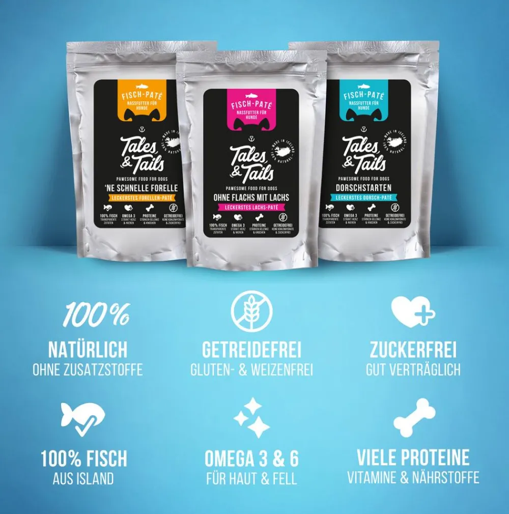 Tales & Tails Nassfutter Hund > Paté-Nassfutter für Hunde Ohne Flachs mit Lachs,