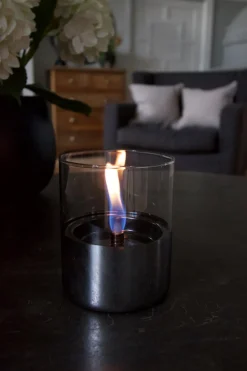 TENDERFLAME Laternen & Dekoleuchten|Tisch-Feuerstellen - Lilly, ca. Ø10/H11,5 cm Silber