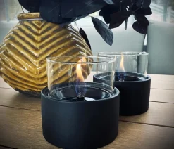 TENDERFLAME Laternen & Dekoleuchten|Tisch-Feuerstellen - Tischfeuer Breeze, ca. Ø10 cm, 2er-Set Schwarz