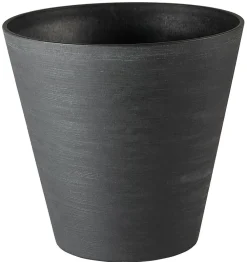 TeraPlast Blumentöpfe & Übertöpfe - Kunststoff-Topf Hoop inkl. Wasserreservoir, konisch Schwarz