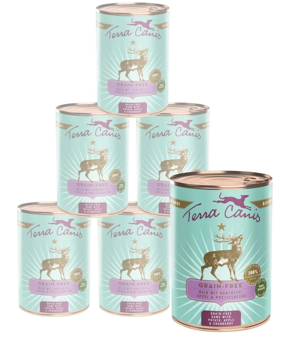 Terra Canis Nassfutter Hund - Nassfutter für Hunde Getreidefrei, 6 x 400 g