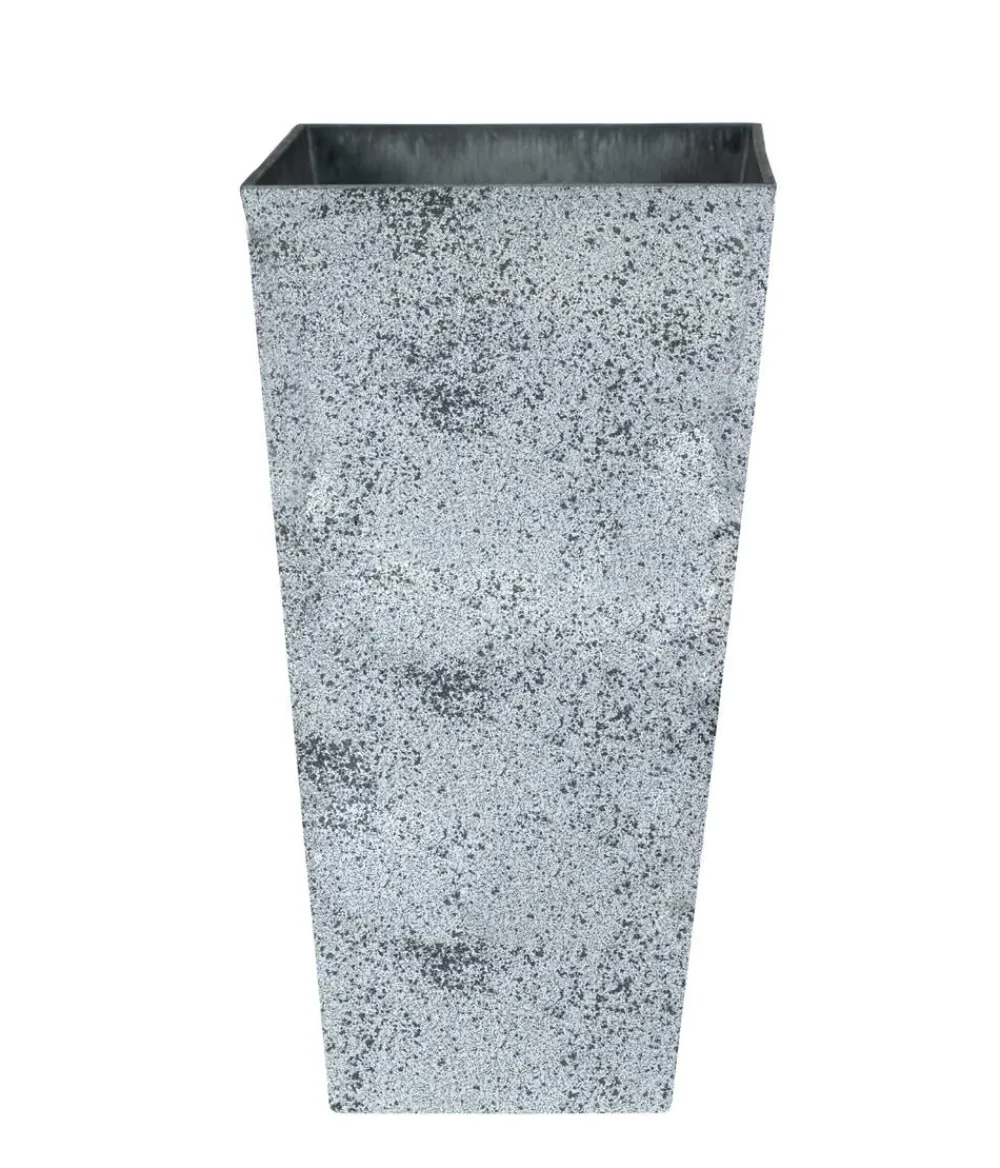 Ter Steege Blumentöpfe & Übertöpfe - Kunststoff-Vase Nimar, quadratisch Grau