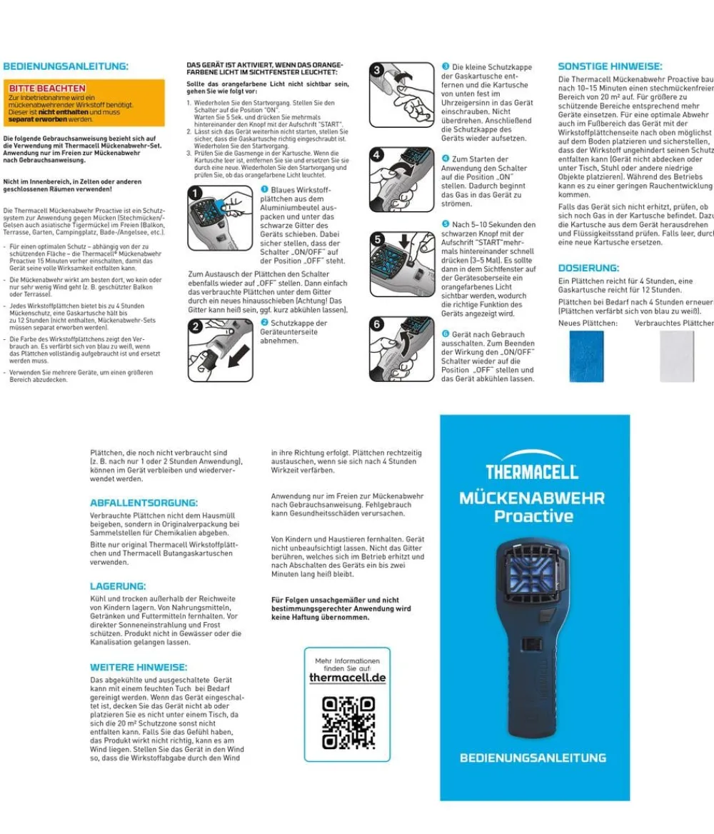 Thermacell Mückenabwehr Proactive Handgerät ohne Wirkstoff, 1 Stk. Anthrazit New