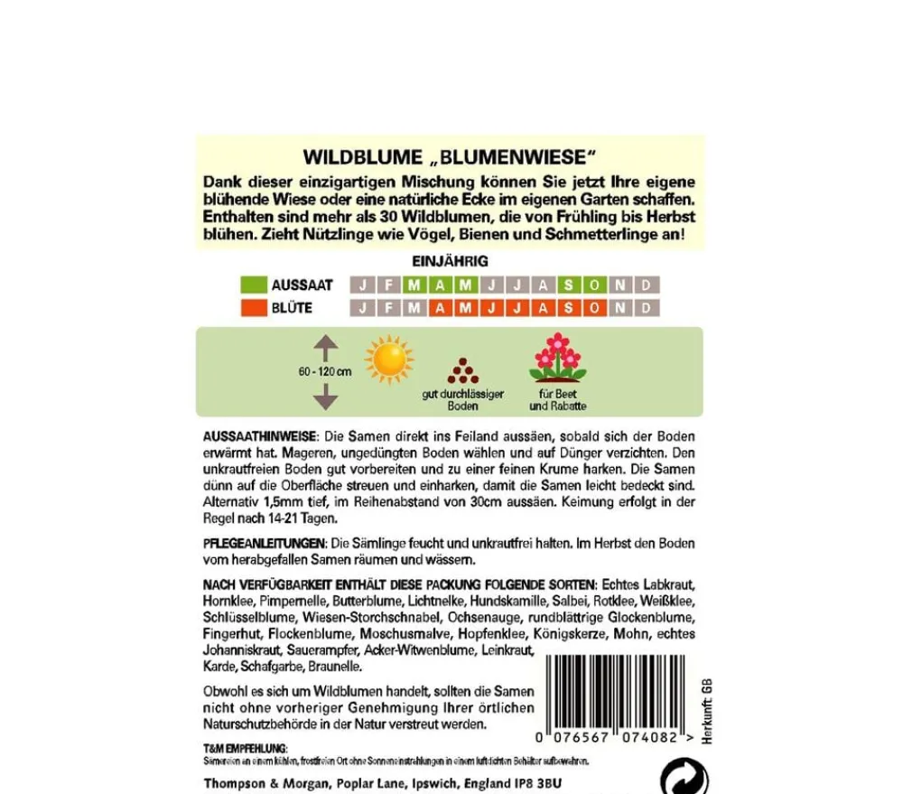 Thompson & Morgan Blumensamen > Samen Wildblume 'Blumenwiese'