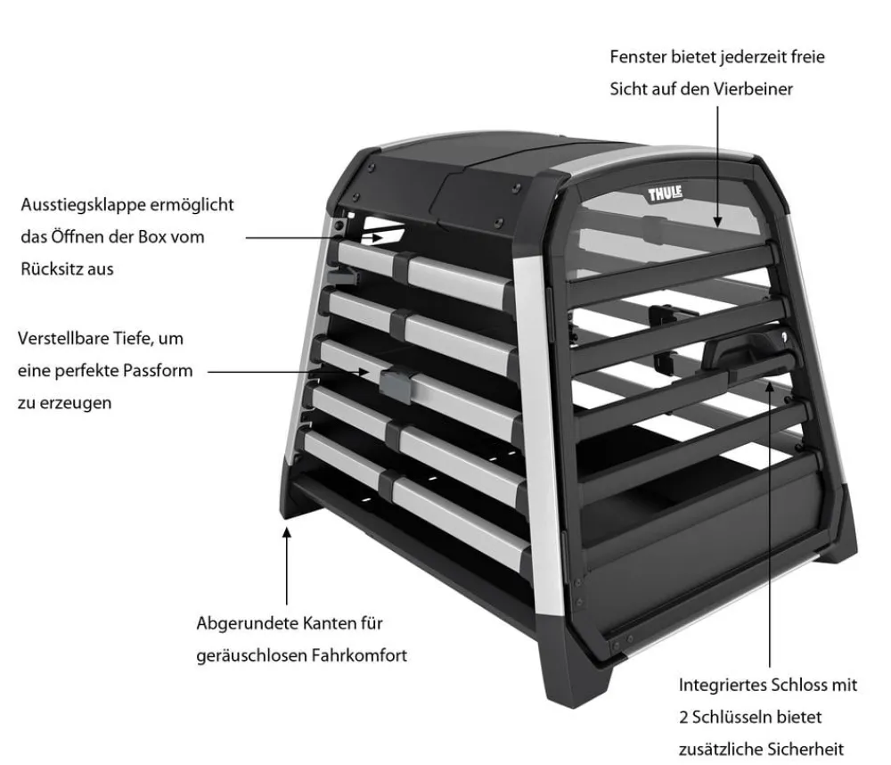 THULE® Hundetransportboxen - Allax M Compact Hundetransportbox, ca. B65/H65/T77-82 cm