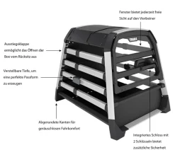 THULE® Allax threshold compatible S Hundetransportbox für Fahrzeuge mit Ladekante, ca. B58/H55/T72-80 cm