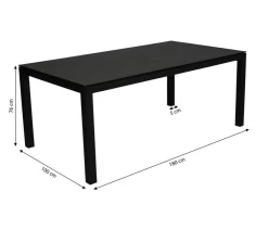Tierra Outdoor Garten-Esstische|Gartentische Aluminium - Gartentisch Briga, ca. B180/H76/T100 cm Dunkelgrau