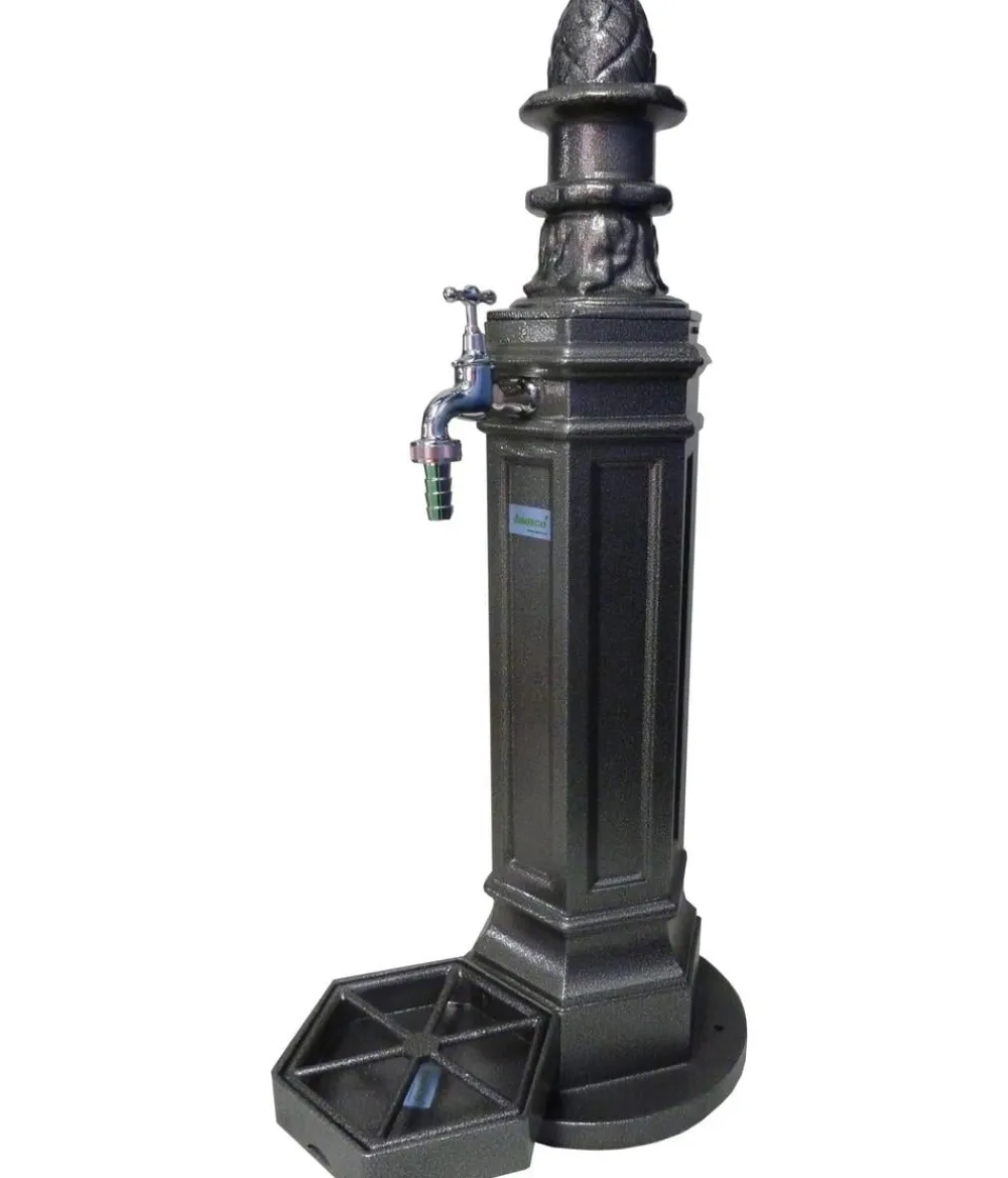 tomco Gartenbrunnen - Aluminium-Gartenbrunnen Antik, ohne Wasserhahn, ca. H99 cm Grau