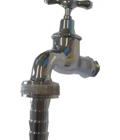 tomco Messing-Wasserhahn 3/4 Zoll, ohne Rosette, ca. H17/B4/T15 cm Silber Clearance