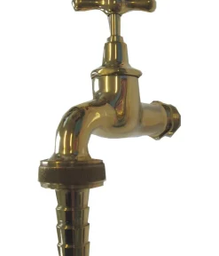 tomco Brunnen Zubehör - Messing-Wasserhahn 3/4 Zoll, ohne Rosette, ca. H17/B4/T15 cm Gold