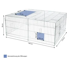 Trixie Freilaufgehege mit Abdeckung, ca. B144/H58/T116 cm Silber Hot