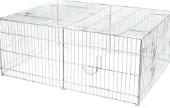 Trixie Freilaufgehege mit Abdeckung, ca. B144/H58/T116 cm Silber Hot