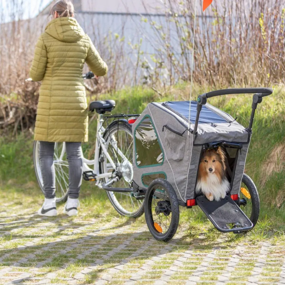 Trixie Hunde-Fahrradanhänger, grau/abei Hot