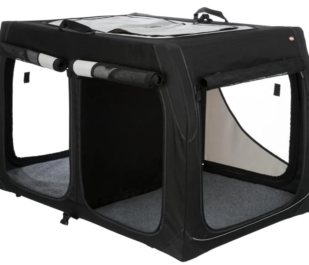 Trixie Hundetransportboxen - Hundetransportbox Vario Double, /grau, ca. B91/H61/T60 cm Schwarz