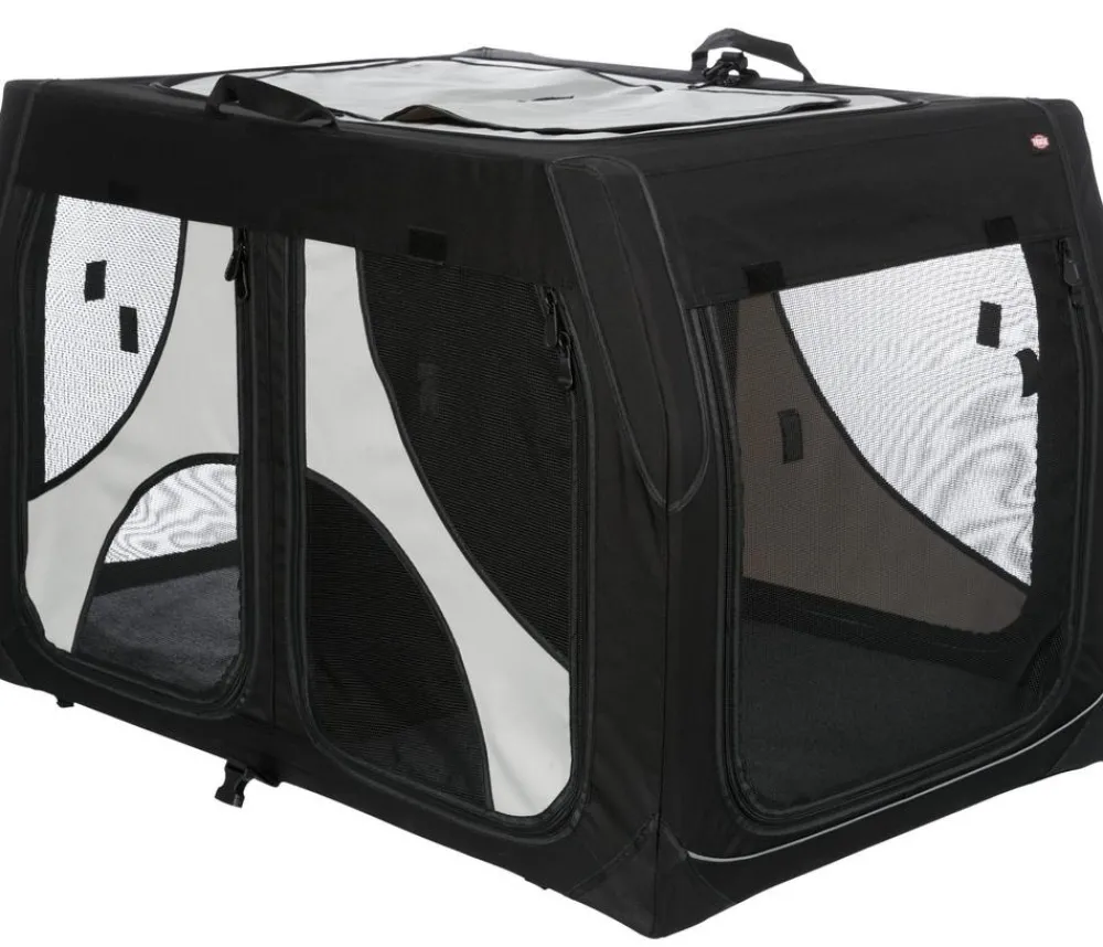 Trixie Hundetransportboxen - Hundetransportbox Vario Double, /grau, ca. B91/H61/T60 cm Schwarz