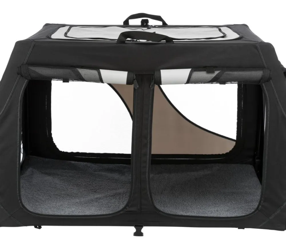 Trixie Hundetransportboxen - Hundetransportbox Vario Double, /grau, ca. B91/H61/T60 cm Schwarz