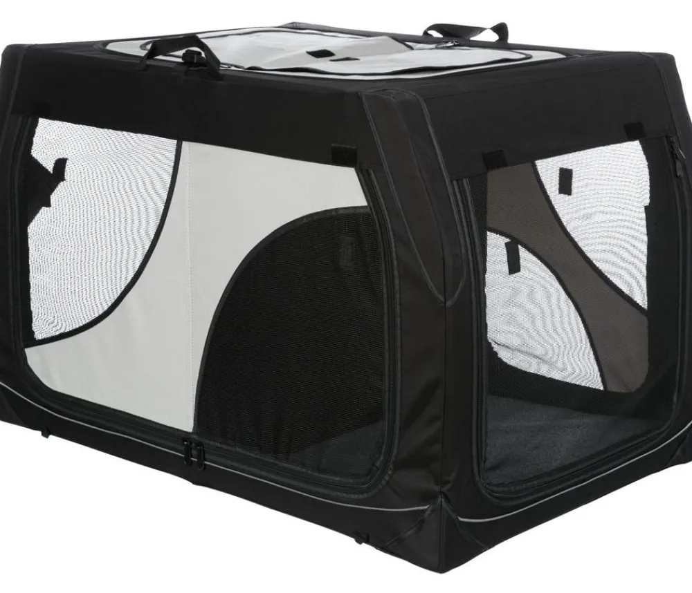 Trixie Hundetransportboxen - Hundetransportbox Vario Double, /grau, ca. B91/H61/T60 cm Schwarz