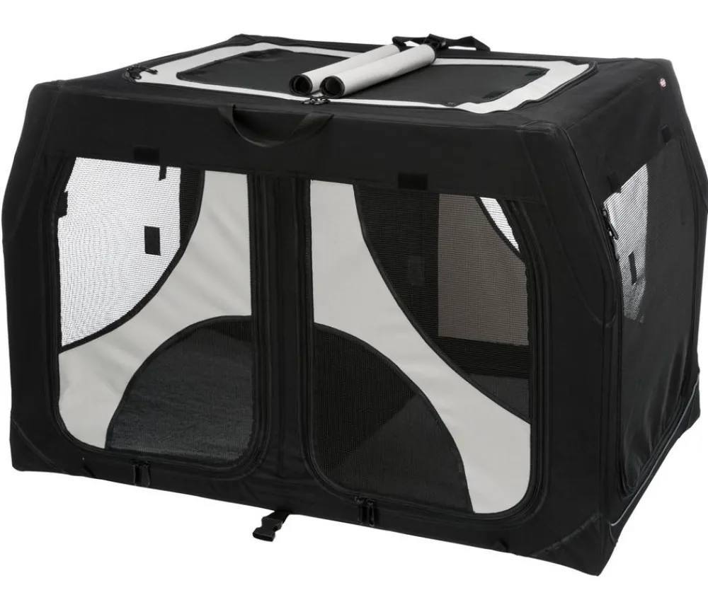 Trixie Hundetransportboxen - Hundetransportbox Vario Double, /grau, ca. B91/H61/T60 cm Schwarz