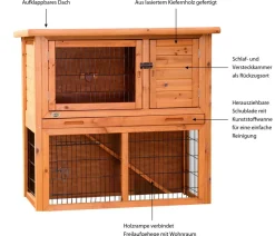 Trixie natura Kleintierstall mit Freilaufgehege, braun, ca. B104/H97/T52 cm Hellbraun Sale