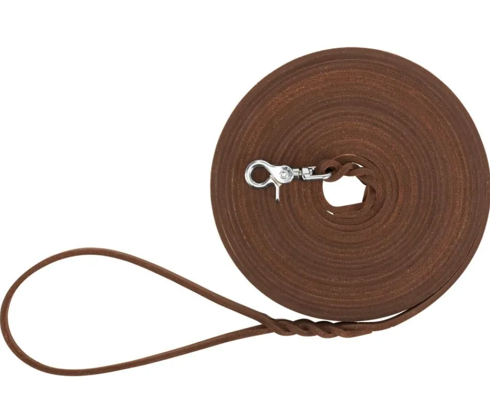 Trixie Schleppleine Rustic Fettleder, 10 m, S-L, dunkel Braun Best