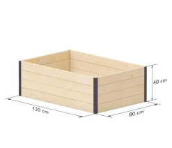 upyard Hochbeete & Frühbeete - Holz-Hochbeet GardenBox I-Box, ca. B120/H40/T80 cm Schwarz