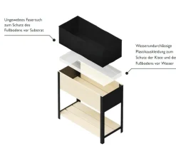 upyard Hochbeete & Frühbeete - Holz-Pflanzkasten ModernBox mit Ablage, ca. B78/H72/T36 cm Braun