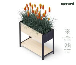 upyard Holz-Pflanzkasten ModernBox mit Ablage, ca. B78/H72/T36 cm Natur Clearance