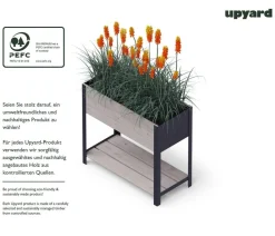 upyard Holz-Pflanzkasten ModernBox mit Ablage, ca. B78/H72/T36 cm Grau Outlet