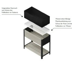 upyard Holz-Pflanzkasten ModernBox mit Ablage, ca. B78/H72/T36 cm Grau Outlet