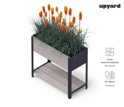 upyard Holz-Pflanzkasten ModernBox mit Ablage, ca. B78/H72/T36 cm Grau Outlet